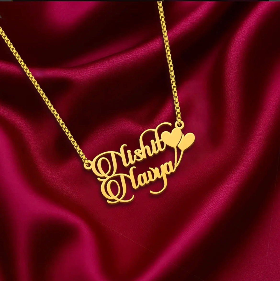 Heart Balloon Couple Name Necklace