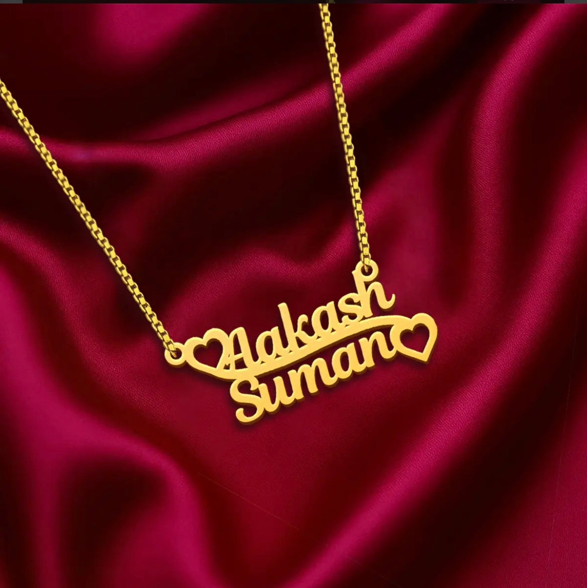 Couple Heart Name Necklace