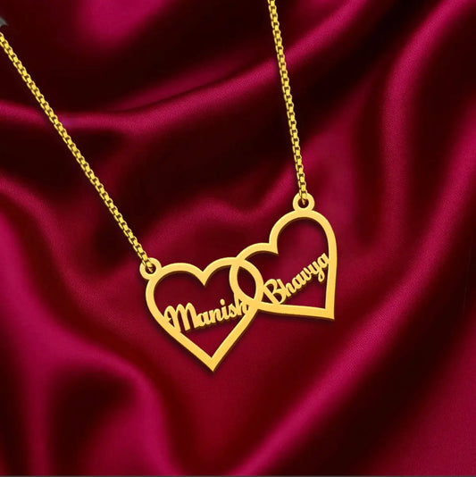 Couple Two Big Heart Name Pendant