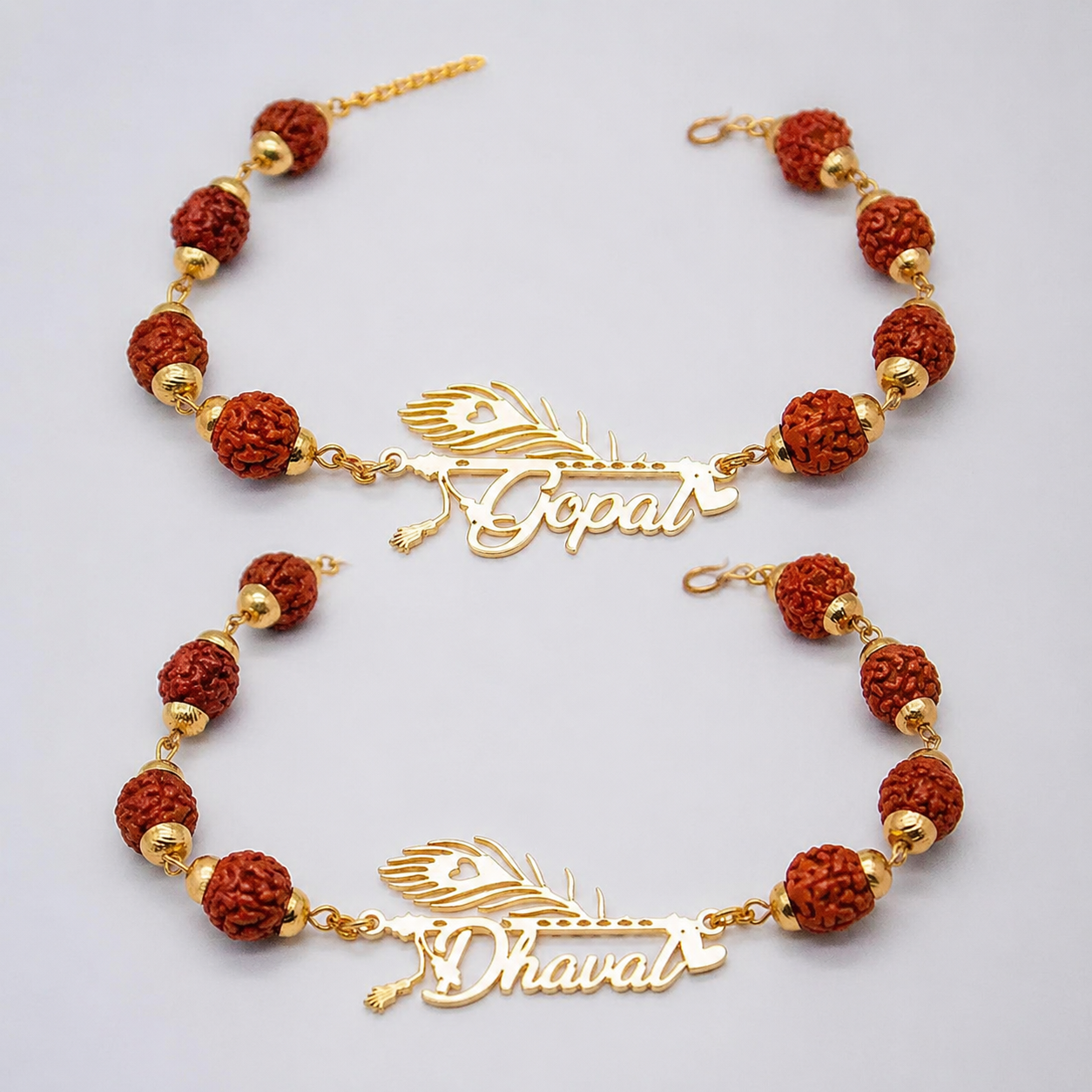 Morpankh Rudraksha Rakhi Bracelet Combo of Two pcs