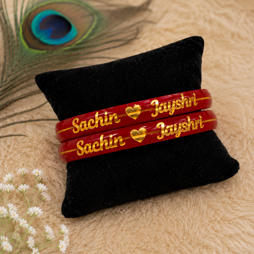 Custom Name Kada with Heart | Premium Acrylic Wedding Bangles