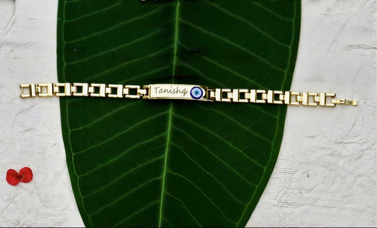Personalized Evil Eye Rakhi Bracelet with Name Engraving