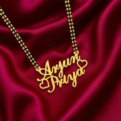 Two Heart Couple Name Pendant