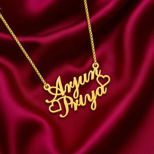 Two Heart Couple Name Pendant