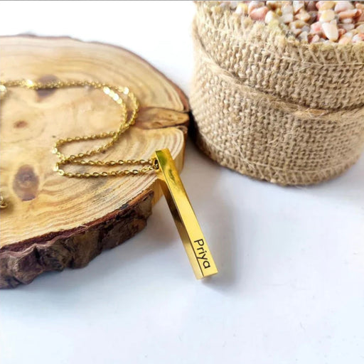 Gold Plated Personalized 3D Bar Pendant