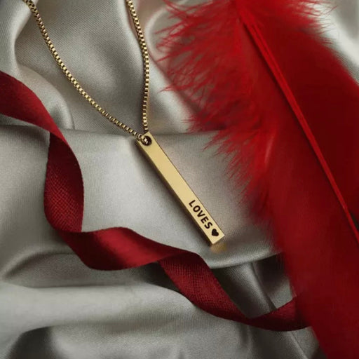 Gold Plated Personalized 3D Bar Pendant