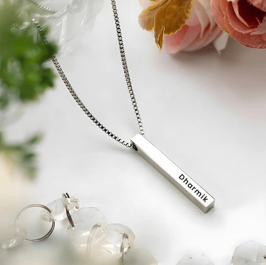 Sleek & Stylish – Personalized Vertical Bar Necklace