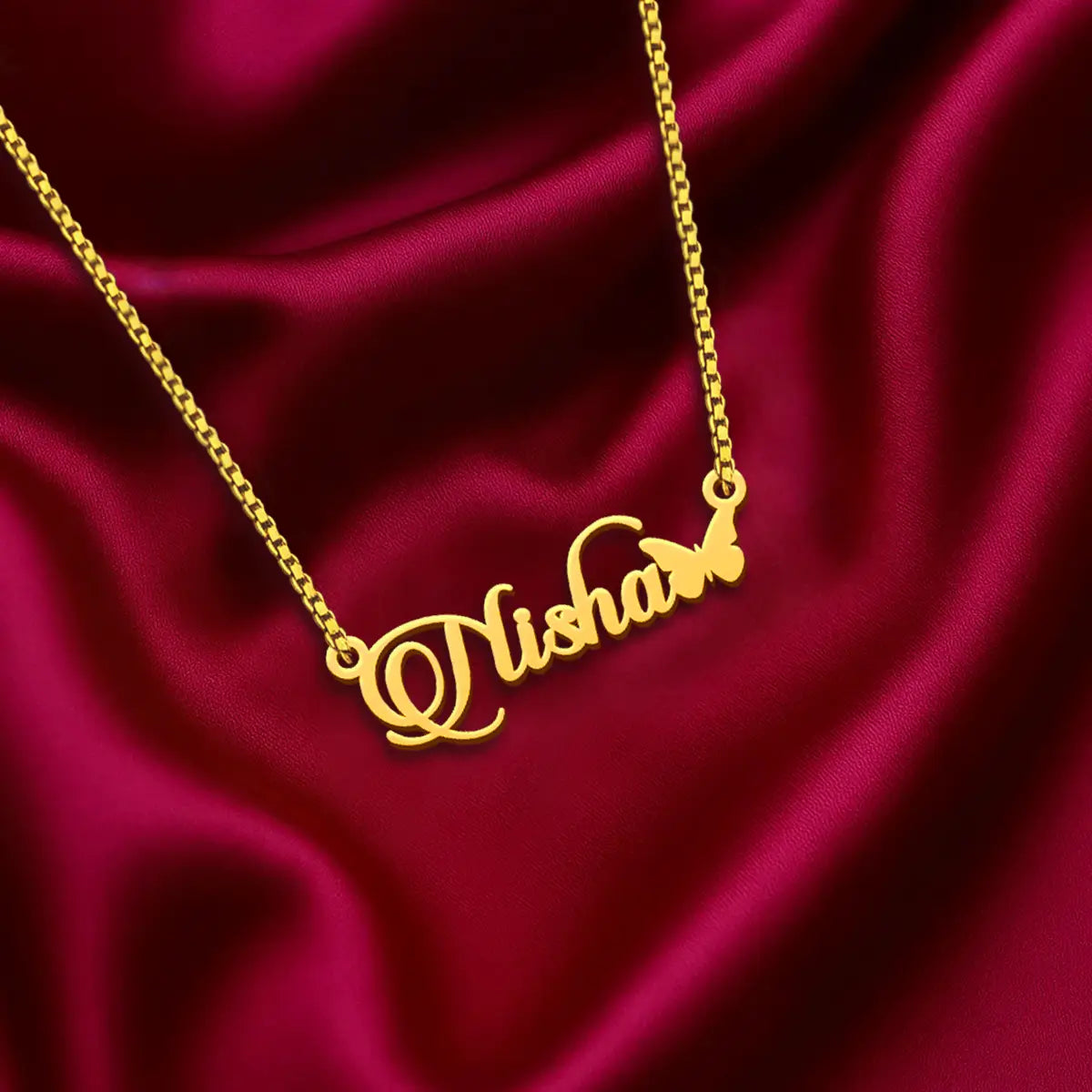 Gold Plated Butterfly Name Necklace