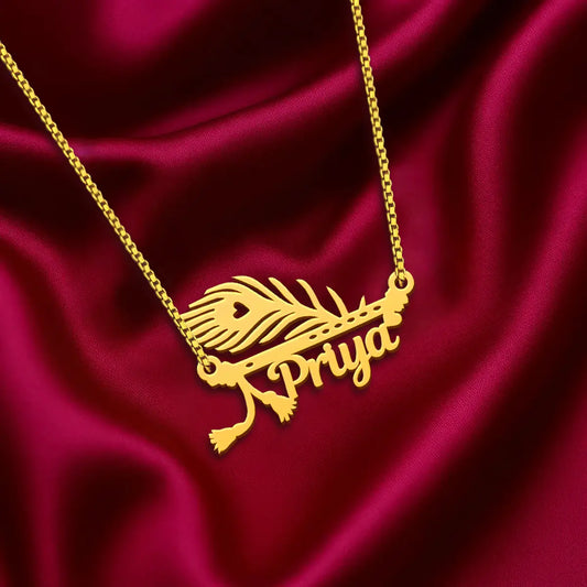 Peacock Feather Name Pendant