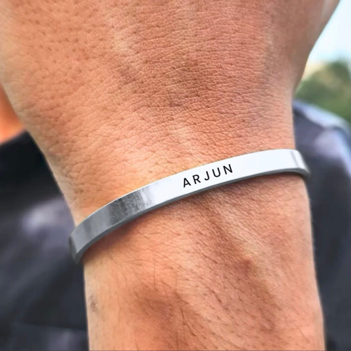 Men And Women Silver Adjustable Name Kada