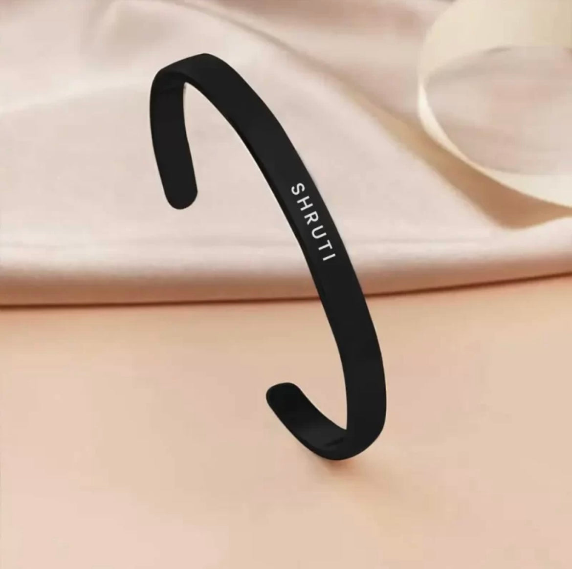 Black Personalized Engraved Name Bracelet