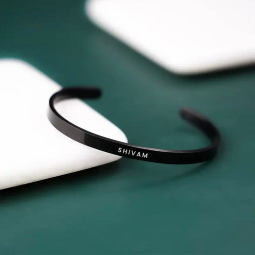 Black Personalized Engraved Name Bracelet