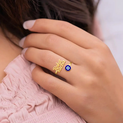 Customized Evil Eye Name Ring