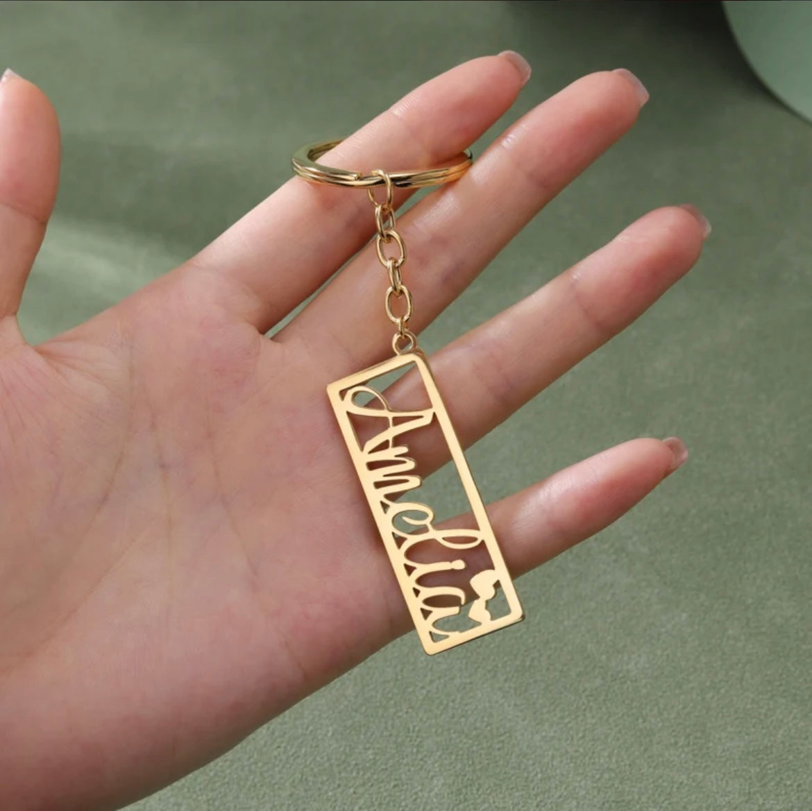 Personalized Heart Name Keychain