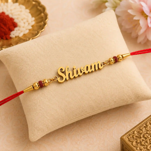Personalized Name Gold Plated Rakhi for Brother