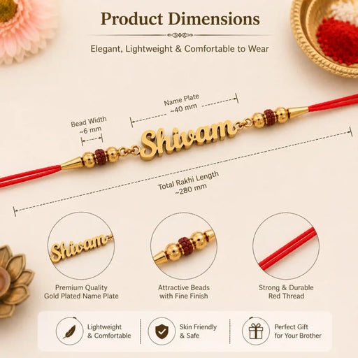 Personalized Name Gold Plated Rakhi for Brother