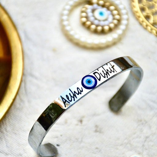 Premium Silver-Plated Personalized Evil Eye Bhabhi Rakhi Kada