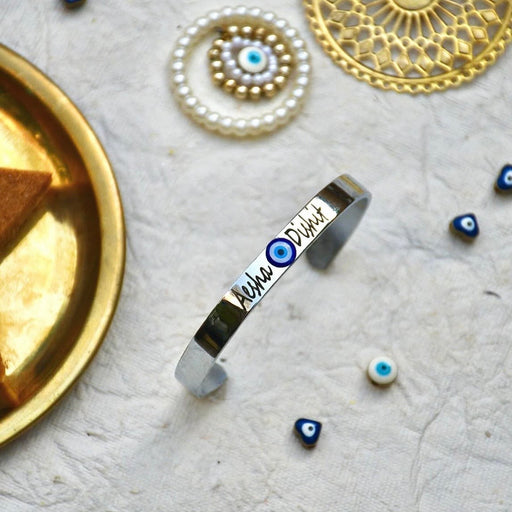 Premium Silver-Plated Personalized Evil Eye Bhabhi Rakhi Kada