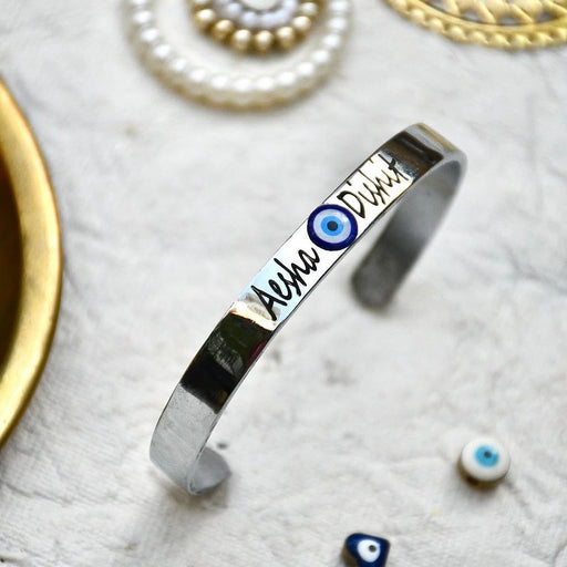 Premium Silver-Plated Personalized Evil Eye Bhabhi Rakhi Kada