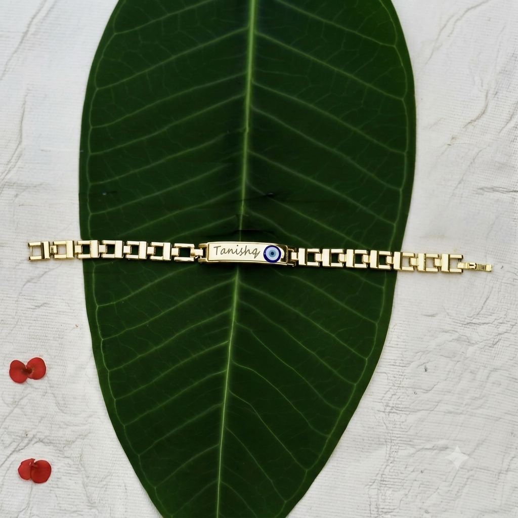 Personalized Evil Eye Rakhi Bracelet with Name Engraving